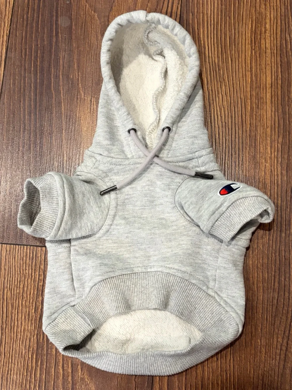 EUC Champion Dog Hoodie Sweatshirt, Light Heather Gray, Size XS